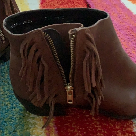ANTHROPOLOGIE Klub Nico Brown Leather Fringe Boots - Picture 6 of 8